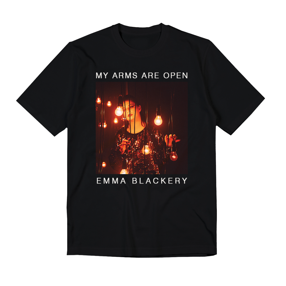 MY ARMS ARE OPEN BLACK T-SHIRT
